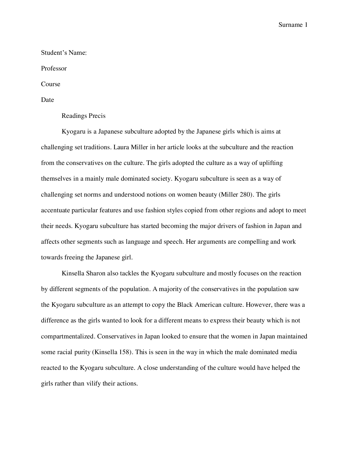 Preview image for Readings Precis- Kyogaru Japanese subculture